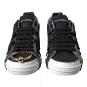 Dolce & Gabbana Black Leather Low Top Sneakers Portofino Shoes