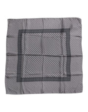 Dolce & Gabbana Gray Polka Dot Silk Square Men Foulard Scarf