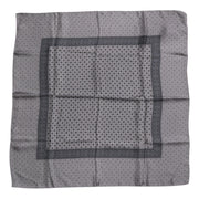 Dolce & Gabbana Gray Polka Dot Silk Square Men Foulard Scarf