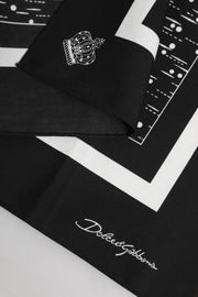 Dolce & Gabbana Black White Printed Square Foulard Scarf