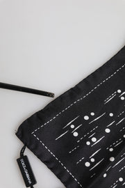 Dolce & Gabbana Black White Printed Square Men Foulard Scarf