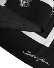 Dolce & Gabbana Black White Printed Square Foulard Scarf
