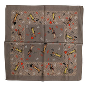 Dolce & Gabbana Brown Silk Printed Square Men Foulard Scarf