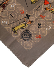 Dolce & Gabbana Brown Silk Printed Square Men Foulard Scarf