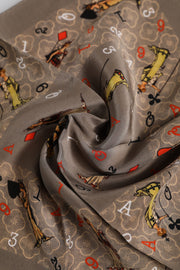 Dolce & Gabbana Brown Silk Printed Square Men Foulard Scarf