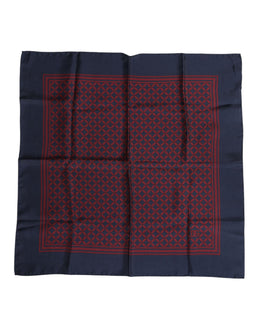 Dolce & Gabbana Red Blue Printed Silk Square Men Foulard Scarf