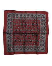 Dolce & Gabbana Maroon Monkey Print Silk Square Foulard Scarf