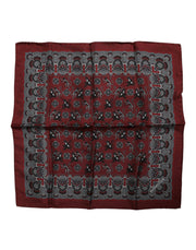Dolce & Gabbana Maroon Monkey Print Silk Square Foulard Scarf