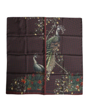 Dolce & Gabbana Brown Peacock Print Square Men Foulard Scarf