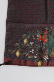 Dolce & Gabbana Brown Peacock Print Square Men Foulard Scarf