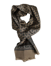 Dolce & Gabbana Brown Printed Neck Warmer Men Foulard Scarf