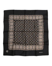 Dolce & Gabbana Black Brown Patterned Square Foulard Scarf
