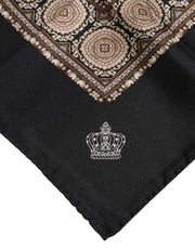 Dolce & Gabbana Black Brown Patterned Square Foulard Scarf