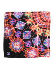 Dolce & Gabbana Black Multicolor Print Square Foulard Scarf