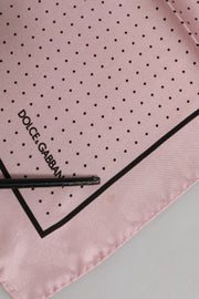 Dolce & Gabbana Beige Dotted Silk Square Men Foulard Scarf