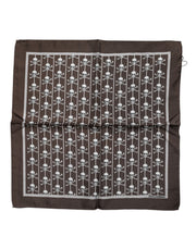 Dolce & Gabbana Brown Skull Silk Square Men Foulard Scarf