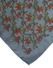 Dolce & Gabbana Gray Chilis Silk Square Men Foulard Scarf