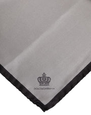 Dolce & Gabbana Gray DG Crown Silk Square Men Foulard Scarf