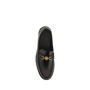 Versace Black Calf Leather Bos Taurus Slip-On Loafers