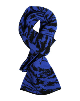 Dolce & Gabbana Blue Black Logo Neck Warmer Wrap Shawl Scarf