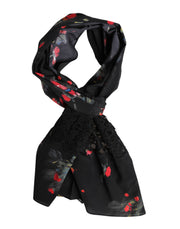 Dolce & Gabbana Black Floral Print Neck Warmer Wrap Scarf