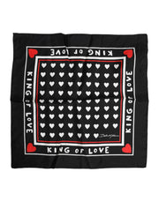 Dolce & Gabbana Black Printed Silk Square Men Foulard Scarf