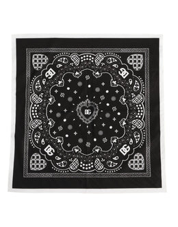 Dolce & Gabbana Black White Bandana Square Men Foulard Scarf