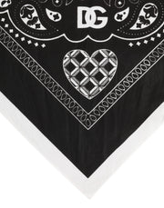 Dolce & Gabbana Black White Bandana Square Men Foulard Scarf