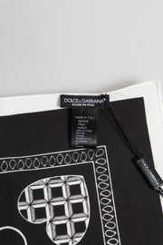 Dolce & Gabbana Black White Bandana Square Men Foulard Scarf
