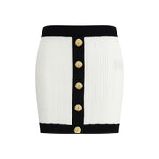 Balmain White Viscose Mini Skirt