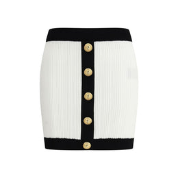 Balmain White Viscose Mini Skirt