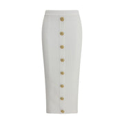 Balmain White Viscose Midi Skirt