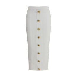 Balmain White Viscose Midi Skirt