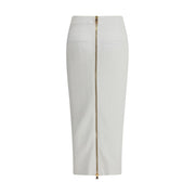 Balmain White Viscose Midi Skirt