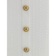 Balmain White Viscose Midi Skirt