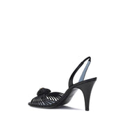 Valentino Garavani Black Calf Leather Bos Taurus Stiletto Heel Sandals