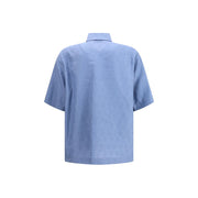 Fendi Light Blue Linen Shortsleeve Shirt
