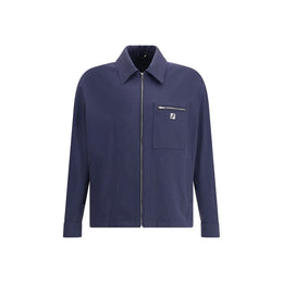 Fendi Blue Cotton Biker Jacket