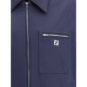 Fendi Blue Cotton Biker Jacket