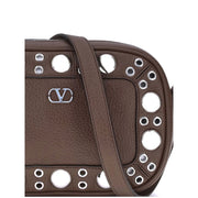 Valentino Garavani Brown Calf Leather Bos Taurus Shoulder Bag