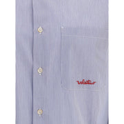Valentino Blue Cotton Pattern Shirt