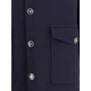 Valentino Blue Fleece Wool Coat