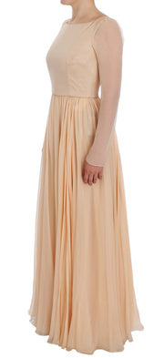 Dolce & Gabbana Beige Silk Ball Gown Full Length Dress