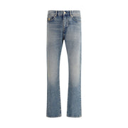 Versace Blue Cotton Straight-Leg Jeans