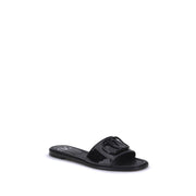 Valentino Garavani Black Calf Leather Bos Taurus Flat Sandals