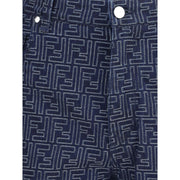 Fendi Blue Cotton Bermuda Shorts