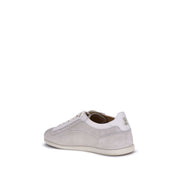 Brunello Cucinelli Gray Calf Leather Bos Taurus Low Top Sneakers