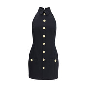 Balmain Black Fleece Wool Casual Dress
