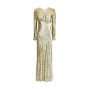 Self-Portrait Gold Other Fibres Cocktail Dress
