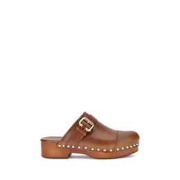 Chloé Brown Calf Leather Bos Taurus Clogs